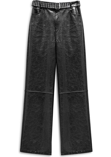 DERİ GÖRÜNÜMLÜ WIDE LEG FİT PANTOLON TW6250003192001