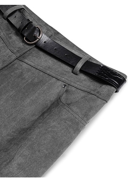 Süet Görünümlü ve Kemerli Pantolon TW6250003201036 indirimleri