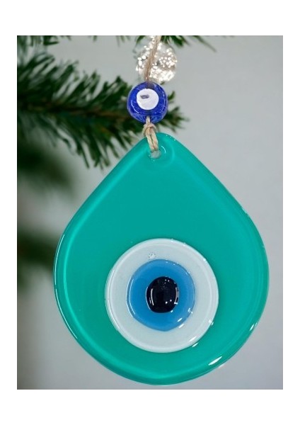 Orta Boy Açık Yeşil Damla Desen Nazar Boncuklu Duvar Dekoru Cam Duvar Süsü fiyatları