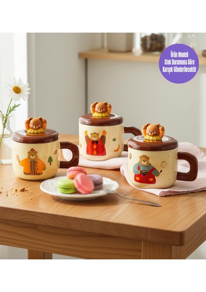 Retro Ayıcık Temalı Seramik Kupa