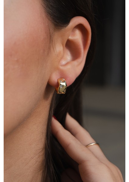 Zirkon Taşlı Yıldızlı Minimal Çelik Küpe indirimleri