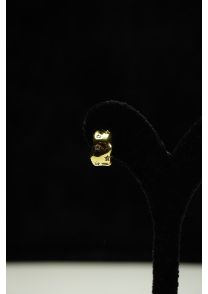 Zirkon Taşlı Yıldızlı Minimal Çelik Küpe