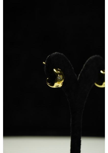 Zirkon Taşlı Yıldızlı Minimal Çelik Küpe