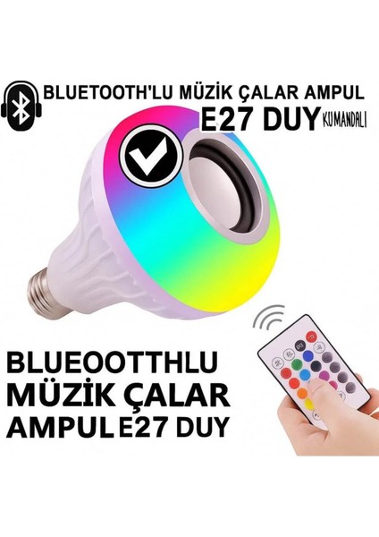 Bluetooth’lu Müzik Çalar Rgb LED Ampul - E27 Duy - Kumandalı