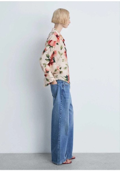 Çiçekli Dökümlü Gömlek