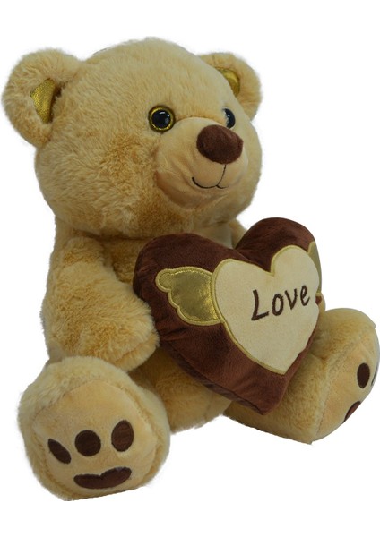 Orta Boy Peluş 40 cm Kalpli Kahverengi Sevimli Oyuncak Ayıcık fiyatları