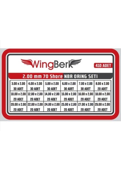 Wıngberk 2.00MM Kalınlık Oring Seti fiyatları
