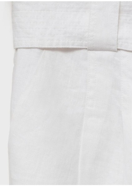 Keten Karışımlı Kemerli Bermuda Şort indirimleri