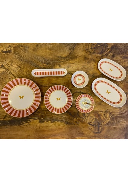 Pink Butterfly 6 Kişilik 38 Parça Kahvaltı Seti