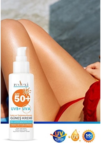 Güneş Kremi SPF50+ Tüm Ciltler İçin Yüksek Koruma 100 ml Renksiz Krem