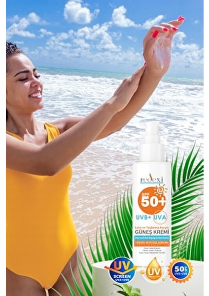Güneş Kremi SPF50+ Tüm Ciltler İçin Yüksek Koruma 100 ml Renksiz Krem