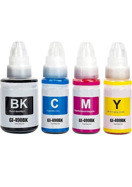 Canon GI-490 Muadil Mürekkep Seti - 4 Renk - G3410, G4411, G2411, G3400, G2410, G1410, G1000, G4410, G2400, G1411, G2411, G3411, fiyatları