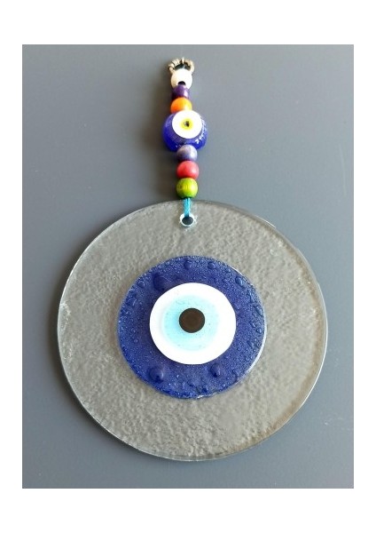 Mavi Nazar Boncuklu El Yapımı Şeffaf Cam Duvar Süsü fırsatları