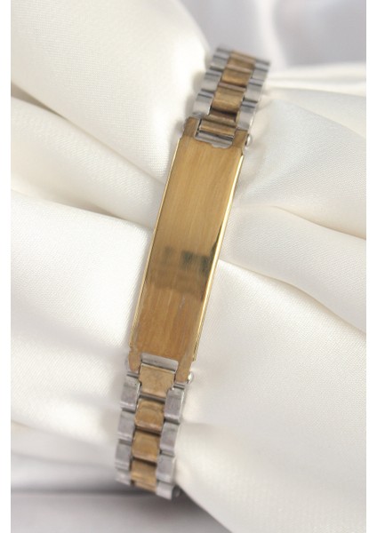 316L Çelik Gold Gümüş Renk Zincir Künye Model Erkek Bileklik - TJ-EB3724 modelleri