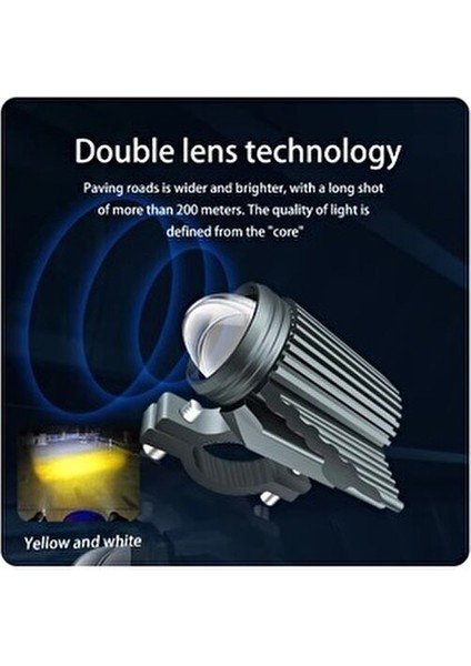 Oto Çizgi Motosiklet Sis Farı Kiti 2 Li Mercekli Yüksek Işıklı Beyaz ve Sarı 4800lm