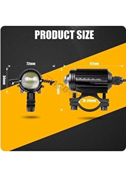 Oto Çizgi Motosiklet Sis Farı Kiti 2 Li Mercekli Yüksek Işıklı Beyaz ve Sarı 4800lm