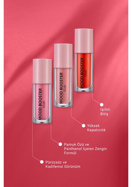 Mood Booster Doğal Görünüm Veren Yoğun Pigmentli Likit Allık (004 Feel The Red) 8682536043731 fırsatları
