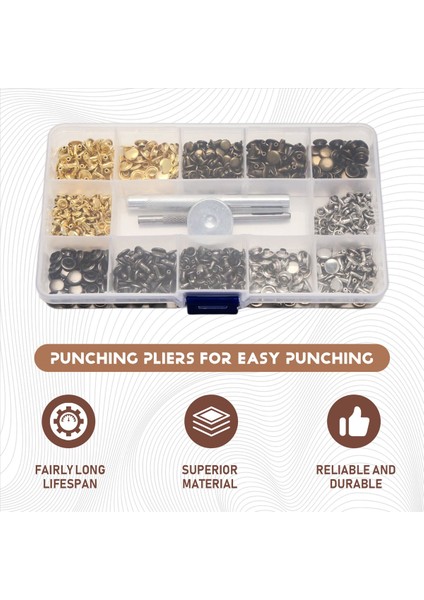 Deri Perçinler Kiti 4 Renk 2 Boyut 240 Pc Sabitleme Aletlerine Sahip Boru Şeklindeki Metal Saplamalar Çift Kapak Perçinleri Deri Perçinleri (Yurt Dışından) fırsatları