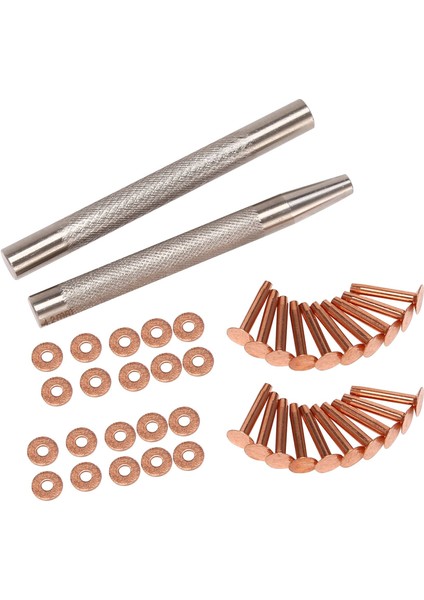 Kemerler Torbalar Yakalar Deri Hazırlama Için 2 Adet Punch Perçin Aleti ile 20 Paket Bakır Perçin ve Çapak (14MM ve 19MM) (Yurt Dışından)