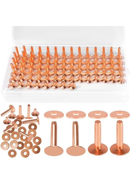 154PCS Deri Pürüzsüz Deri Perçinler Saf Bakır Perçinler ve Deri Iş Kot Ceket Için (Yurt Dışından)