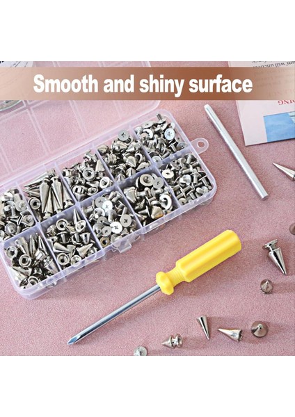 354 Pcs Punk Spike ve Studs Kit 8 Boyutlu Koni Sivri Deri ve Punk Tarzı Kıyafetler Için Metal Ağaç Ani Çiviler (Yurt Dışından) fiyatları