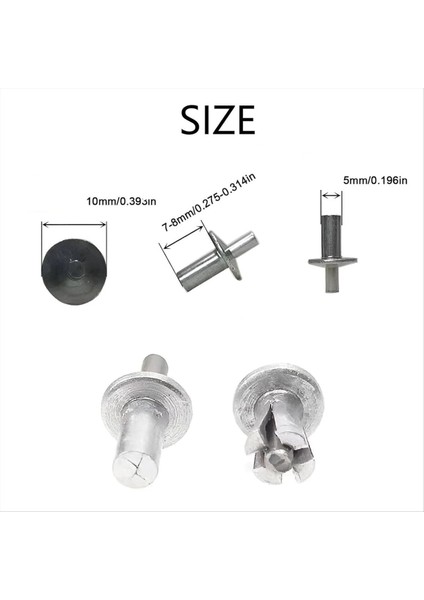 Yuvarlak Kafalı Alüminyum Çekirdek Perçinler 200PC Vuruş Tipi Genişleme Alüminyum Perçin Yarım Yuvarlak Kafa Çekiç Sürücüsü Perçinler (Yurt Dışından) modelleri