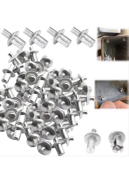 Yuvarlak Kafalı Alüminyum Çekirdek Perçinler 200PC Vuruş Tipi Genişleme Alüminyum Perçin Yarım Yuvarlak Kafa Çekiç Sürücüsü Perçinler (Yurt Dışından) indirimleri