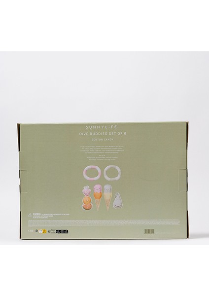 - Pamuk Şeker Desenli Havuz Oyuncağı 6'Li Set