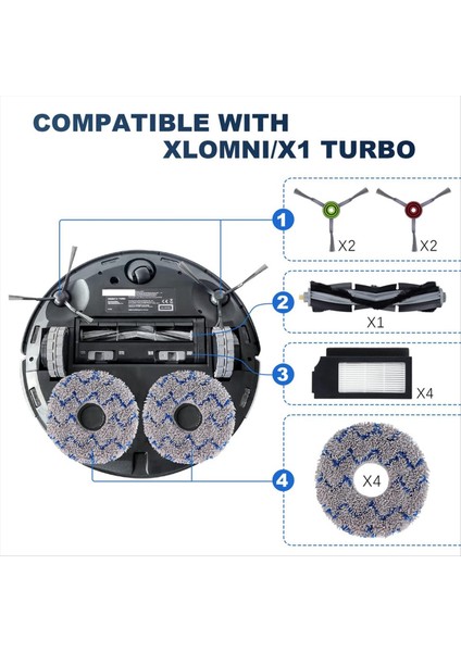 Ecovacs Deebot X1 Omnı X1 Turbo X1 Için Aksesuar Seti Plus Vakum Temizleyici Robot Ana Fırça Yan Fırça Filtre Zemin Çantası (Yurt Dışından) fiyatları
