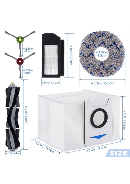 Ecovacs Deebot X1 Omnı X1 Turbo X1 Için Aksesuar Seti Plus Vakum Temizleyici Robot Ana Fırça Yan Fırça Filtre Zemin Çantası (Yurt Dışından) modelleri