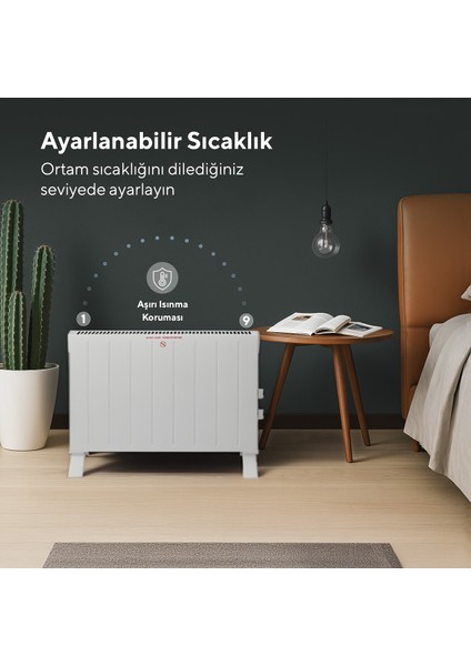 Beyaz Konvektör Konveksiyonel Isıtıcı 2500W HC-2947