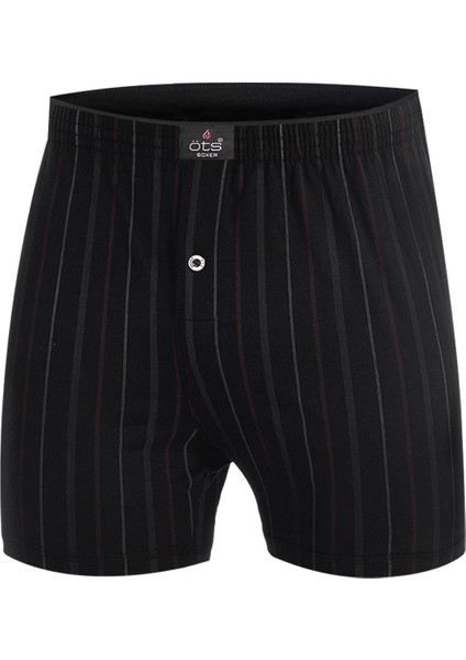 Erkek Boxer Çizgili, Düğmeli (%100 Pamuk)
