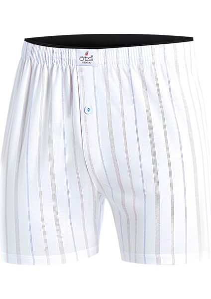 Erkek Boxer Çizgili, Düğmeli (%100 Pamuk)