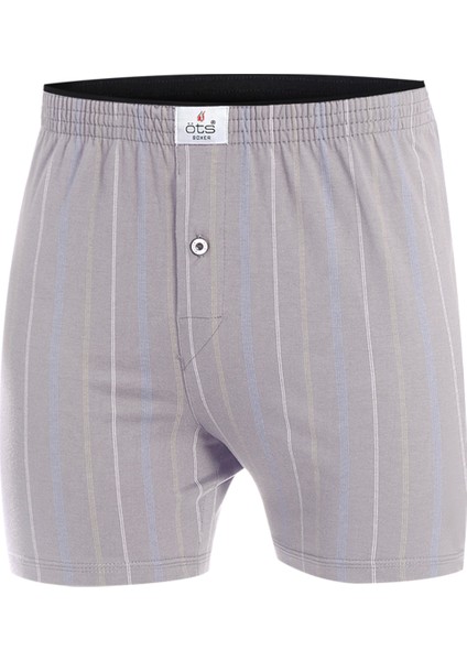 Erkek Boxer Çizgili, Düğmeli (%100 Pamuk)