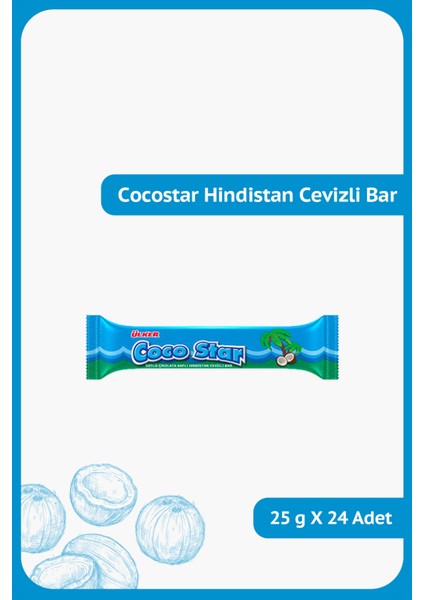Coco Star Hindistan Cevizli Sütlü Çikolata Kaplamalı Bar - 25 gram - 24 Adet fırsatları