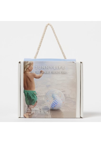 3D Şişme Plaj Topu Mavi Çizgili Parıltılı Tasarım 1 Parça 3 Yaş ve Üzeri İçin