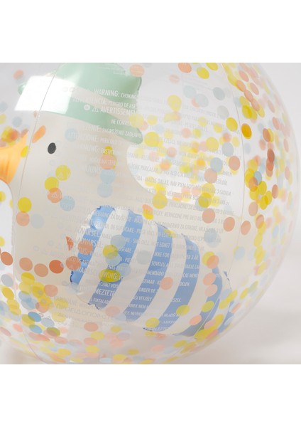 3D Şişme Plaj Topu Mavi Çizgili Parıltılı Tasarım 1 Parça 3 Yaş ve Üzeri İçin