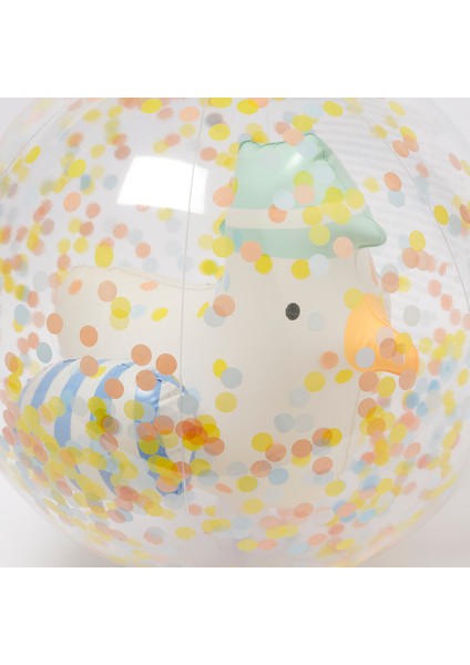 3D Şişme Plaj Topu Mavi Çizgili Parıltılı Tasarım 1 Parça 3 Yaş ve Üzeri İçin