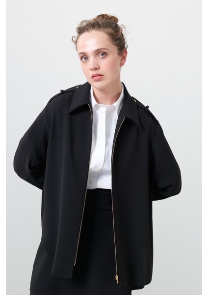 Apoletli Fermuarlı Gömlek Siyah K2516036_001 indirimleri