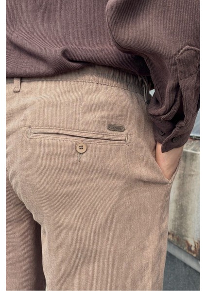 Erkek, Bel Lastikli, Dokuma Kadife, Regular-Fit, Old Money Culture, Pantolon 305