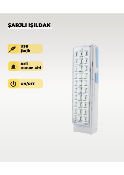 30 Ledli Şarjlı Işıldak Beyaz Işık fırsatları