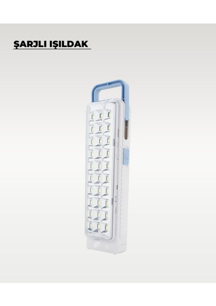 30 Ledli Şarjlı Işıldak Beyaz Işık