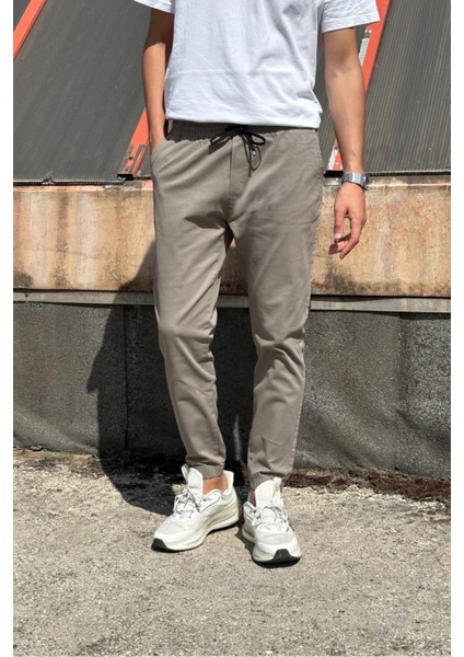 Erkek, Bel ve Paça Lastikli, Hi-Quality, Gabardin Dokuma, Pamuklu, Jogger Pantolon 270-2