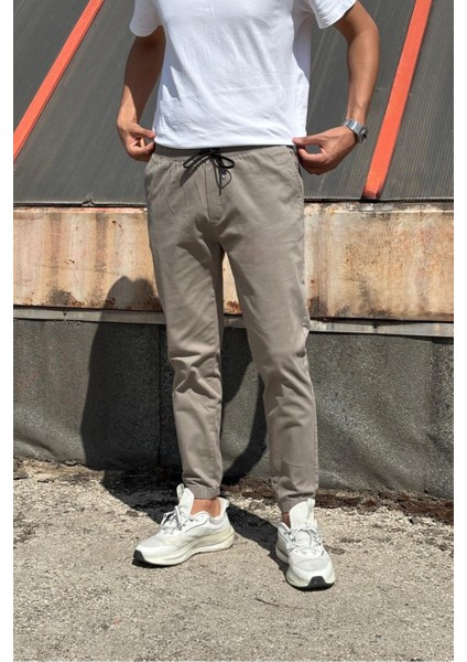 Erkek, Bel ve Paça Lastikli, Hi-Quality, Gabardin Dokuma, Pamuklu, Jogger Pantolon 270-2