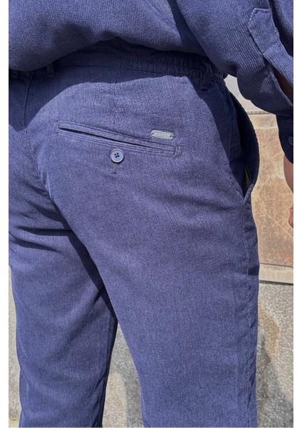 Erkek, Bel Lastikli, Dokuma Kadife, Regular-Fit, Old Money Culture, Pantolon 305