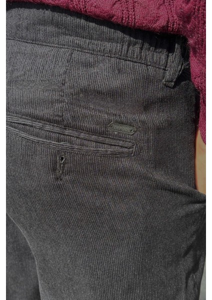 Erkek, Bel Lastikli, Dokuma Kadife, Regular-Fit, Old Money Culture, Pantolon 305