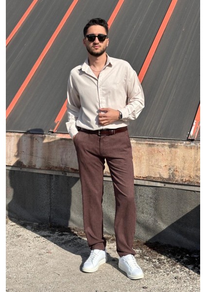 Erkek, Bel Lastikli, Dokuma Kadife, Regular-Fit, Old Money Culture, Pantolon 305
