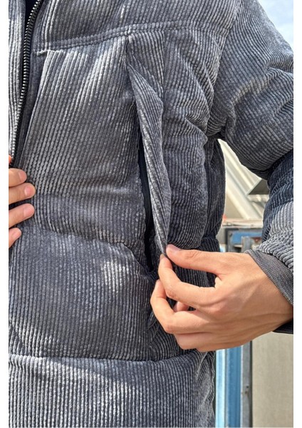 Çıkarılabilir Kapüşonlu, Kadife Kumaş, Dik Yaka, Soğuğa Karşı Dayanıklı, Şişme Mont 2484 fırsatları