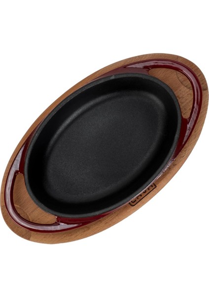 Döküm Oval Sahan Döküm Demir Yekpare Çift Kulplu Kayın Servis Ahşabı Ölçü 15X10CM.-BORDO modelleri