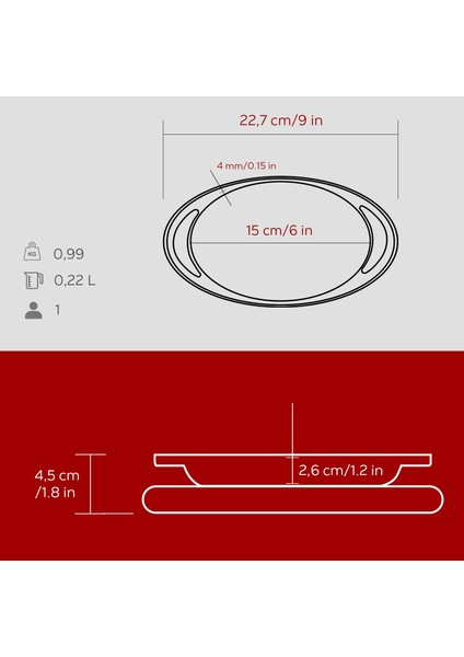 Döküm Oval Sahan Döküm Demir Yekpare Çift Kulplu Kayın Servis Ahşabı Ölçü 15X10CM.-BORDO indirimleri